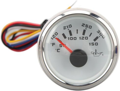 DC 32V 52mm Oil Temperature Celsius Fahrenheit High Electric Oil Temp for RV Yachts Fishing Boats White Dial Silver Bezel Temperature GaugeOil Temp Meter Kit52mm (Black Dial Silver Bezel) in Saudi Arabia