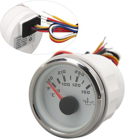 DC 32V 52mm Oil Temperature Celsius Fahrenheit High Electric Oil Temp for RV Yachts Fishing Boats White Dial Silver Bezel Temperature GaugeOil Temp Meter Kit52mm (Black Dial Silver Bezel) in Saudi Arabia
