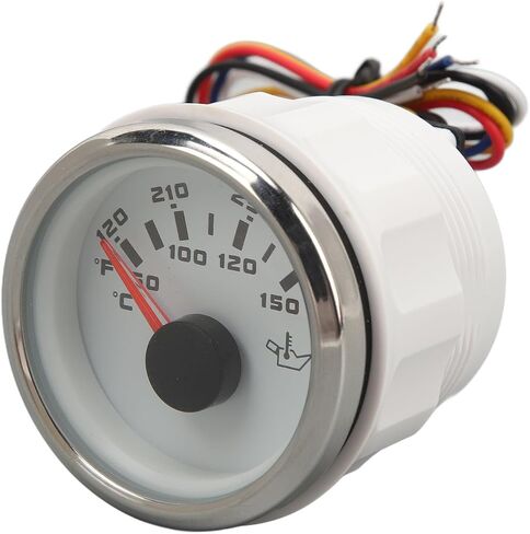 DC 32V 52mm Oil Temperature Celsius Fahrenheit High Electric Oil Temp for RV Yachts Fishing Boats White Dial Silver Bezel Temperature GaugeOil Temp Meter Kit52mm (Black Dial Silver Bezel) in Saudi Arabia