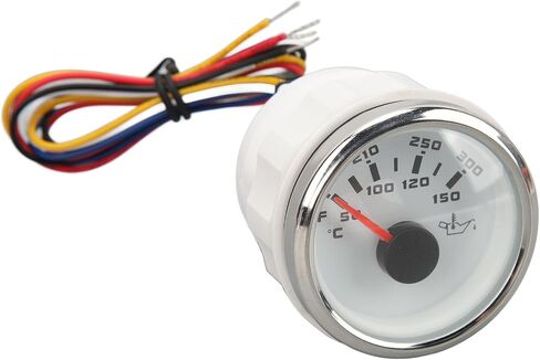 DC 32V 52mm Oil Temperature Celsius Fahrenheit High Electric Oil Temp for RV Yachts Fishing Boats White Dial Silver Bezel Temperature GaugeOil Temp Meter Kit52mm (Black Dial Silver Bezel) in Saudi Arabia