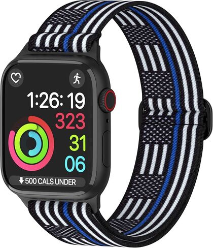 ThunderFit Nylon Smart Watch Band,Compatible with Apple Watch, Adjustable Strap 8 pack (Charcoal Black, Navy Blue, Army Green, Midnight Grey, Green Camo, Grey Camo, Desert Camo, Snakeskin Camo, 45mm) in Kuwait