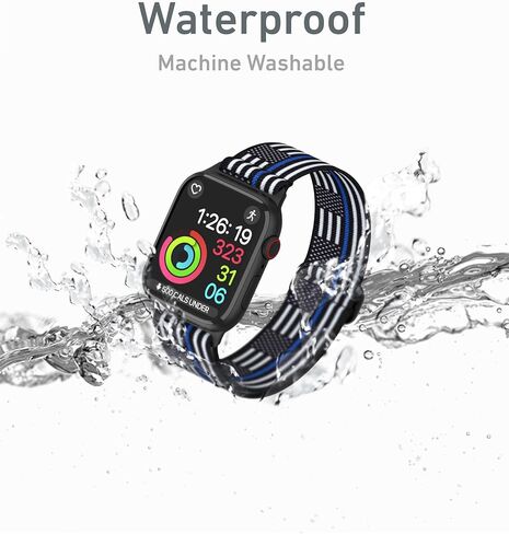ThunderFit Nylon Smart Watch Band,Compatible with Apple Watch, Adjustable Strap 8 pack (Charcoal Black, Navy Blue, Army Green, Midnight Grey, Green Camo, Grey Camo, Desert Camo, Snakeskin Camo, 45mm) in Kuwait