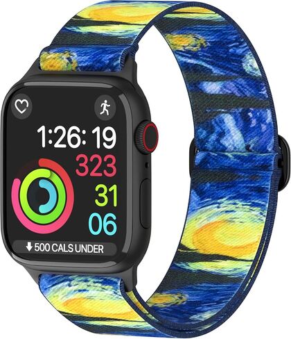 سوار ساعة ذكية من النايلون ThunderFit، متوافق مع ساعة Apple، حزام قابل للتعديل 8 حزم (أسود فحمي، أزرق داكن، أخضر جيشي، رمادي منتصف الليل، أخضر مموه، رمادي مموه، مموه صحراوي، مموه جلد الثعبان، 45 مم) in Kuwait