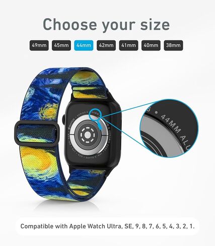 سوار ساعة ذكية من النايلون ThunderFit، متوافق مع ساعة Apple، حزام قابل للتعديل 8 حزم (أسود فحمي، أزرق داكن، أخضر جيشي، رمادي منتصف الليل، أخضر مموه، رمادي مموه، مموه صحراوي، مموه جلد الثعبان، 45 مم) in Kuwait
