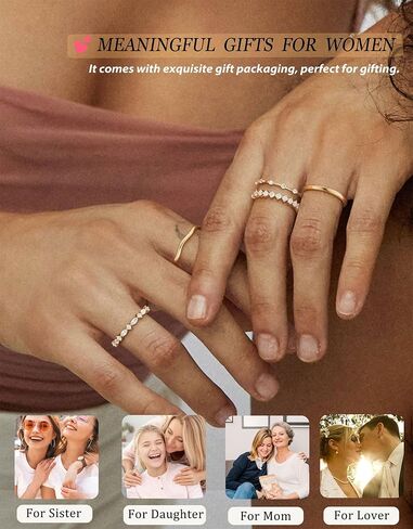 Stackable Gold Silver Rings for Women Non Tarnish Dainty 14K Gold/Silver Plated Stacking Thumb Ring Set Cubic Zirconia Eternity Wedding Bands Engagement Rings for Women Gold Jewelry Size 6-11 in Kuwait