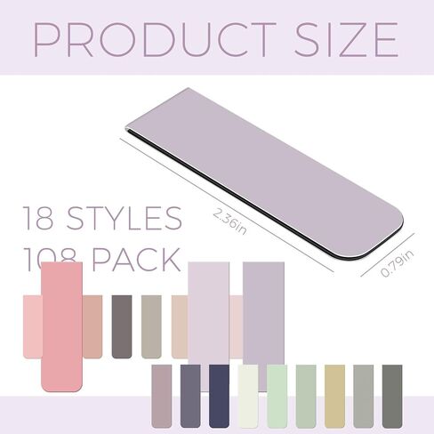 Henoyso 108 Pieces Magnetic Bookmarks Bulk, Book Marker Clips Colorful Page Marker for Women Book Lovers Reader Teacher Students Reading Supplies, Printing on 2 Side, 2.4 x 0.8 Inch in Saudi Arabia