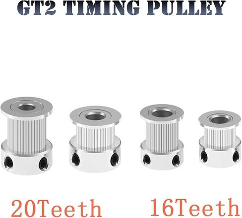 3D Printer GT2 20Teeth 16 Teeth 20 Teeth Bore 5mm/8mm Timing Alumium Pulley Fit for GT2-6mm Open Timing Belt(20TB6.35W10-Silver) in Saudi Arabia