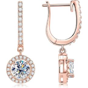 18K Gold over S925 Sterling Silver 1CT Diamond Dangle Earrings, D Color Drop Huggie Hoop Earrings for Women, Unique Gift for Wife on Christmas in Kuwait