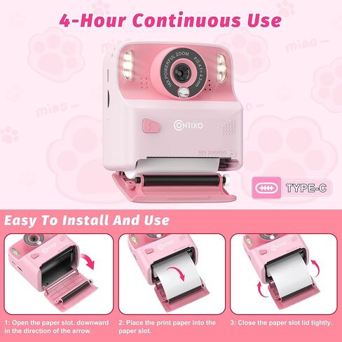 طباعة فورية لكاميرا Contixo Kids - كاميرات فورية للأطفال بدقة 1080 بكسل تطبع الصور، وكاميرا رقمية سيلفي بشاشة 2.4 بوصة بدقة 12 ميجابكسل مع ورق طباعة، لعبة كاميرا محمولة، هدية ممتعة للفتيات والأولاد باللون الأزرق in Kuwait