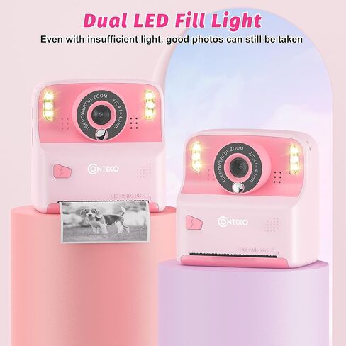 طباعة فورية لكاميرا Contixo Kids - كاميرات فورية للأطفال بدقة 1080 بكسل تطبع الصور، وكاميرا رقمية سيلفي بشاشة 2.4 بوصة بدقة 12 ميجابكسل مع ورق طباعة، لعبة كاميرا محمولة، هدية ممتعة للفتيات والأولاد باللون الأزرق in Kuwait