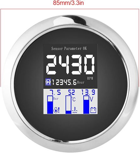 3.3IN متعدد الوظائف مقياس ضغط الدم RPM زيت درجة حرارة الماء الجهد J1939 بروتوكول CAN Fieldbus (أسود) in Saudi Arabia