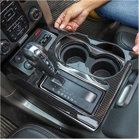 Front Side Carbon Fiber Grain Console Panel Trim Cover Control Gear Shift Center Bezel ABS for Ford for F150 2009-2014 in Saudi Arabia