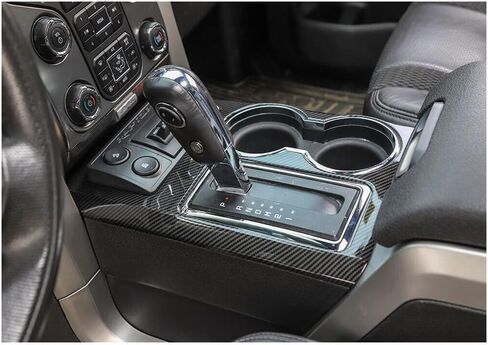 Front Side Carbon Fiber Grain Console Panel Trim Cover Control Gear Shift Center Bezel ABS for Ford for F150 2009-2014 in Saudi Arabia