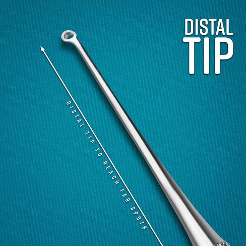 Buck Dermal Ear Wax Remover Cleaning Distel Round Safe Tip with Strong Handle Stainless Steel (Size 00 Straight/Sharpe) in Kuwait