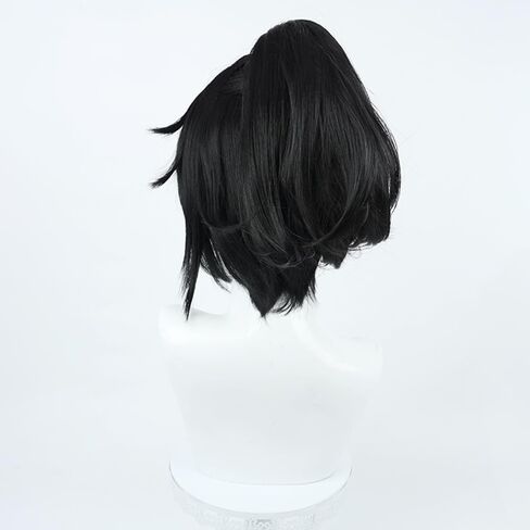 Game Cosplay Wig Deep Brown Hair Long Straight Wigs with Bang Layered Wigs Cosplay Show Wig + Ears + Tail in Kuwait