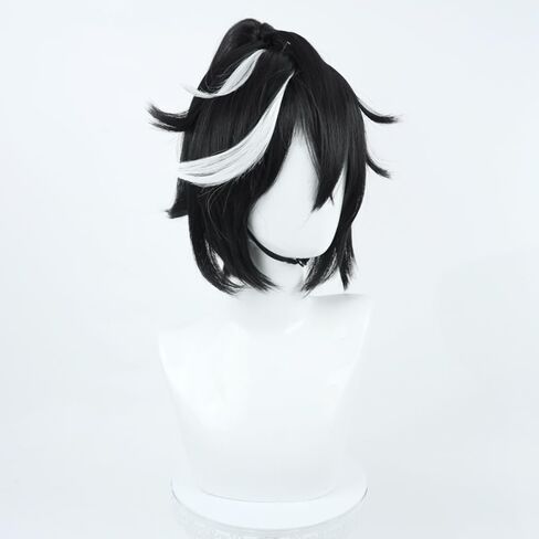 Game Cosplay Wig Deep Brown Hair Long Straight Wigs with Bang Layered Wigs Cosplay Show Wig + Ears + Tail in Kuwait