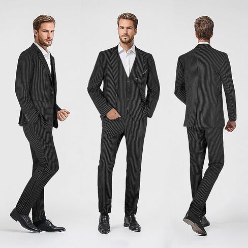 Men's 4 Piece 1920s Suit One Button Vintage Suit,Jacket Vest Pants with Hat in Kuwait