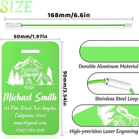 4 PCS Personalized Luggage Tags for Suitcase, Custom Engraved Aluminum Luggage Tags with Your Personalized Text Logo, Metal Name Tags with Steel Loop for Bag, Suitcase, Backpack (Purple, Large) in Kuwait