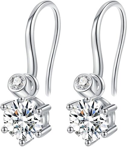 14K الذهب على S925 Sterling Silver 1CT أقراط الماس الماس للنساء ، دوارة إسقاط ، هدية مدروسة لأمي في عيد الأم in Kuwait