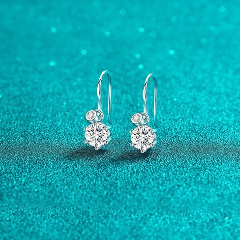 14K الذهب على S925 Sterling Silver 1CT أقراط الماس الماس للنساء ، دوارة إسقاط ، هدية مدروسة لأمي في عيد الأم in Kuwait