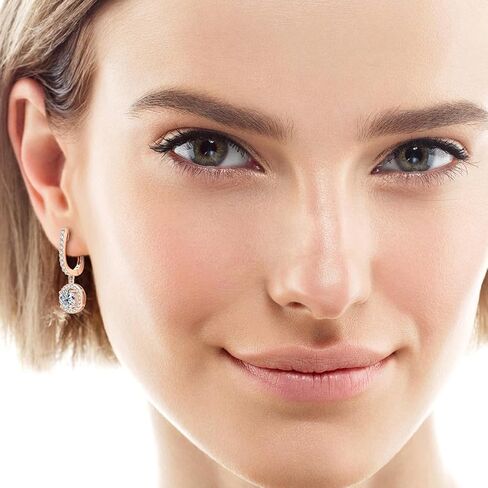 18K Gold over S925 Sterling Silver 1CT Diamond Dangle Earrings, D Color Drop Huggie Hoop Earrings for Women, Unique Gift for Wife on Christmas in Kuwait