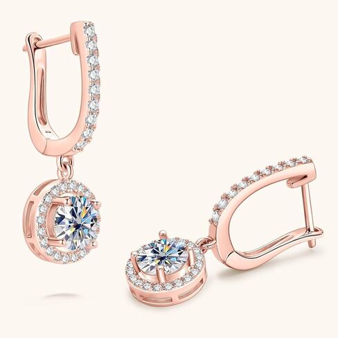 18K Gold over S925 Sterling Silver 1CT Diamond Dangle Earrings, D Color Drop Huggie Hoop Earrings for Women, Unique Gift for Wife on Christmas in Kuwait