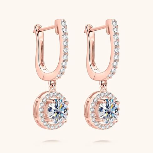 18K Gold over S925 Sterling Silver 1CT Diamond Dangle Earrings, D Color Drop Huggie Hoop Earrings for Women, Unique Gift for Wife on Christmas in Kuwait