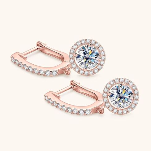 18K Gold over S925 Sterling Silver 1CT Diamond Dangle Earrings, D Color Drop Huggie Hoop Earrings for Women, Unique Gift for Wife on Christmas in Kuwait