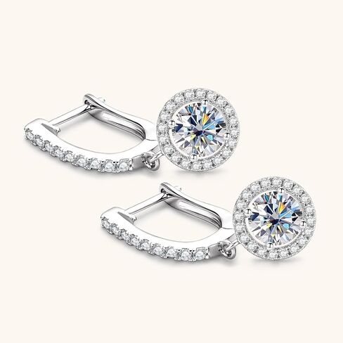 18K الذهب على S925 Sterling Silver 1CT أقراط الماس الماس ، D Color Drop Huggie Hoop أقراط للنساء ، هدية فريدة للزوجة في عيد الميلاد in Saudi Arabia