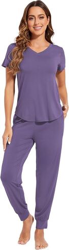 بيجامة WiWi للنساء طقم بيجامة ناعمة بأكمام قصيرة مع بنطال رياضي فيسكوز من الخيزران Pjs S-XXL in Saudi Arabia