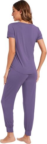 بيجامة WiWi للنساء طقم بيجامة ناعمة بأكمام قصيرة مع بنطال رياضي فيسكوز من الخيزران Pjs S-XXL in Saudi Arabia