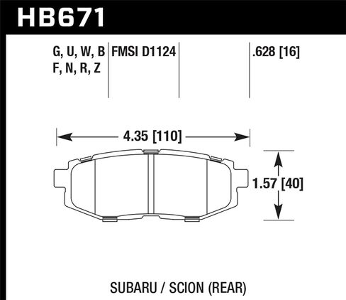 HB671G.628 DTC-60 Motorsport Brake Pads in Kuwait