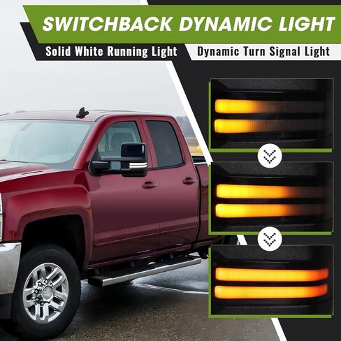 مرايا القطر لعام 2014-2018 Chevy Silverado/GMC Sierra Switchback إشارة الدوران/الأضواء الجري التي يتم تسخينها (باللون الأسود المطلي) in Kuwait