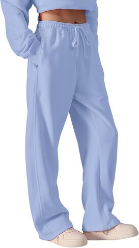 Yimoon Womens Wide Leg Sweatpants Elastic High Waist Baggy Barrel Pants Loose Fit Lounge Pants with Pockets in Saudi Arabia