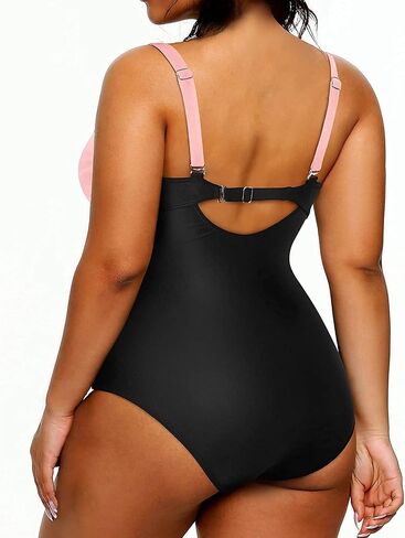 Yonique Plus Size Swimsuit One Piece Bathing Suits for Women Tummy Control Slimming Swimwear Black Floral 24 Plus in Saudi Arabia