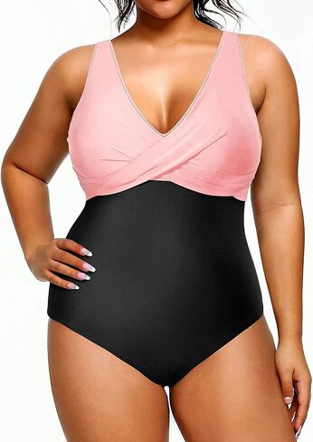 Yonique Plus Size Swimsuit One Piece Bathing Suits for Women Tummy Control Slimming Swimwear Black Floral 24 Plus in Saudi Arabia