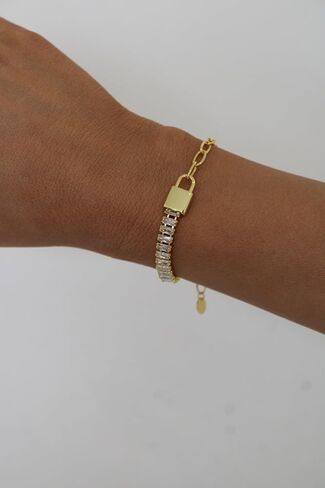 سوار قفل الماس ، 18 كيلو متر مطلي بالذهب in Kuwait