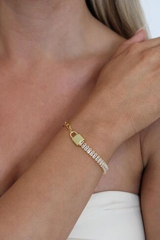 سوار قفل الماس ، 18 كيلو متر مطلي بالذهب in Kuwait