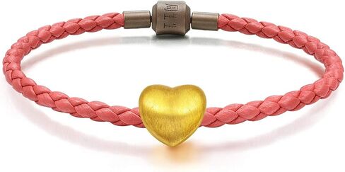 CHOW SANG SANG 999 24K Solid Gold Love Heart Shaped Charm Bracelet for Women 81322C in Saudi Arabia