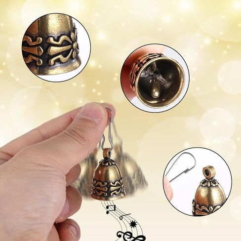 4 PCS Small Bells, Vintage Mini Brass Bells Vintage Brass Hanging Bell Crafts Ornaments Pendants Bell for Christmas Home Decor Door Chime Wedding Chimes in Saudi Arabia