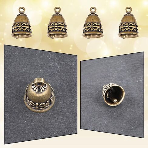 4 PCS Small Bells, Vintage Mini Brass Bells Vintage Brass Hanging Bell Crafts Ornaments Pendants Bell for Christmas Home Decor Door Chime Wedding Chimes in Saudi Arabia
