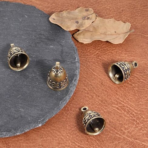 4 PCS Small Bells, Vintage Mini Brass Bells Vintage Brass Hanging Bell Crafts Ornaments Pendants Bell for Christmas Home Decor Door Chime Wedding Chimes in Saudi Arabia