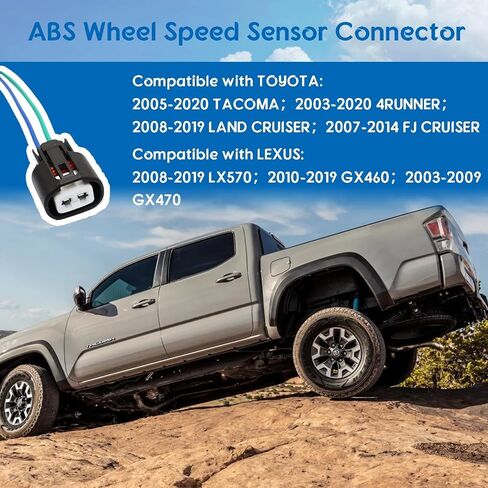 ABS Wheel Speed Sensor Connector Wire Plug Wiring Harness Compatible with Toyota Tacoma 4RUNNER Land Cruiser FJ 2003-2020 Compatible with Lexus LX570 GX460 GX470 2003-2019 Replace for 89542-08050 in Saudi Arabia