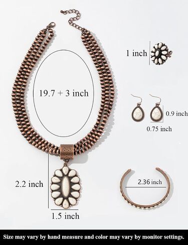 Topacc Navajo Pearl Necklace المجوهرات الغربية مجموعة للنساء قلادة الفيروز مع أقراط رن راعية in Kuwait