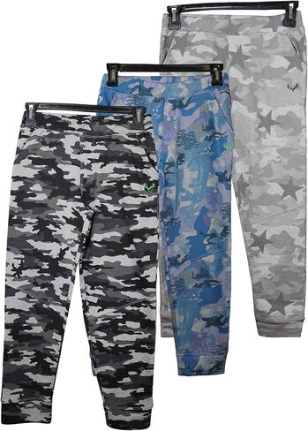Boys Jogger Pants Bundle Pack – Fleece Pajama Bottoms with Signature Design, Side Pockets, Cozy, Durable Daily Wear in Kuwait