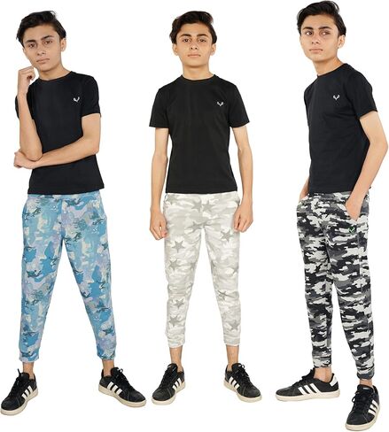 Boys Jogger Pants Bundle Pack – Fleece Pajama Bottoms with Signature Design, Side Pockets, Cozy, Durable Daily Wear in Kuwait