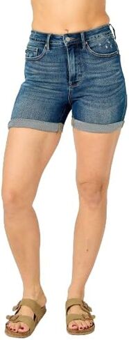 Judy Blue High Waist Tummy Control Vintage Wash Cuffed Shorts 150246 in Saudi Arabia