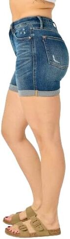 Judy Blue High Waist Tummy Control Vintage Wash Cuffed Shorts 150246 in Saudi Arabia