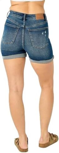 Judy Blue High Waist Tummy Control Vintage Wash Cuffed Shorts 150246 in Saudi Arabia