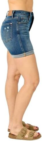 Judy Blue High Waist Tummy Control Vintage Wash Cuffed Shorts 150246 in Saudi Arabia